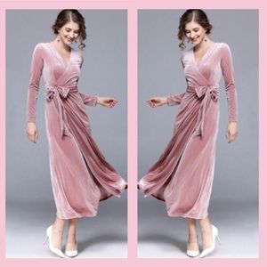 BNWT Blush Velvet Wrap Dress